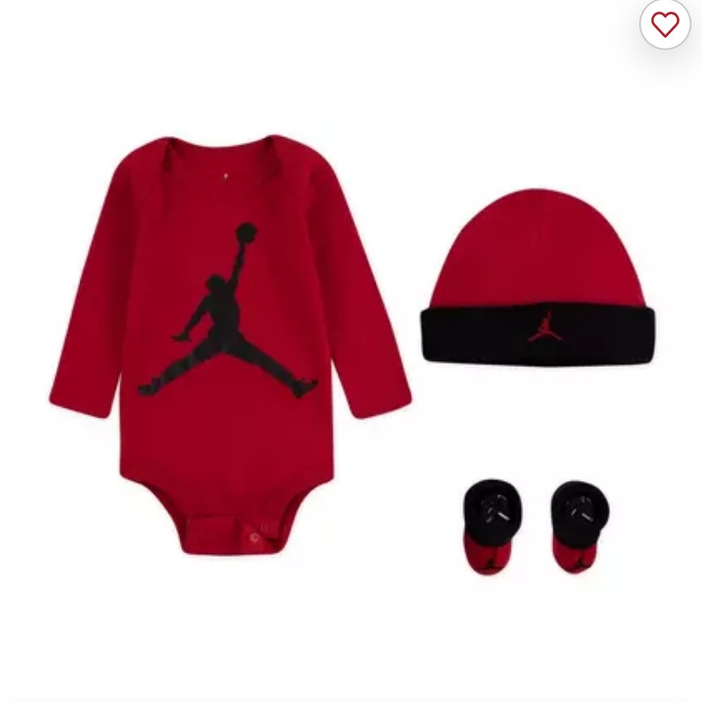 Jordan Red and Black Kids Bodysuit 3 Piece Set
